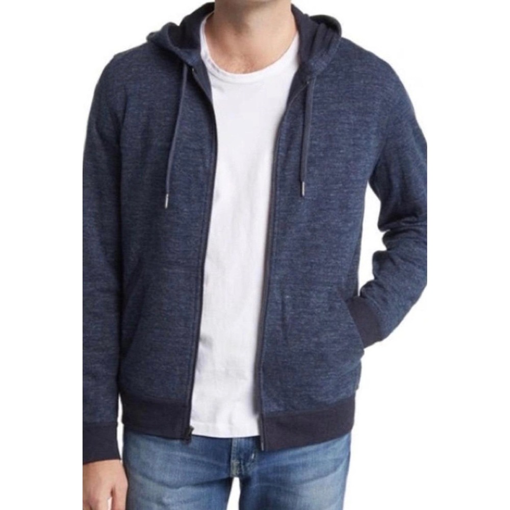 Faherty‎ Men's Double Knit Full Zip Hoodie Navy Blue 3XL